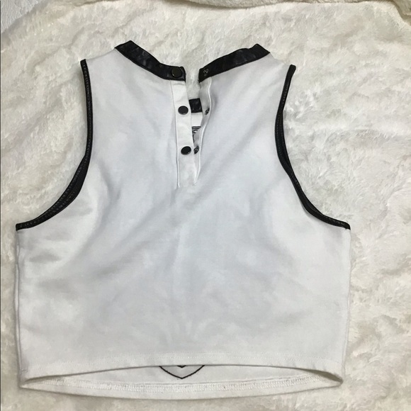 Leather Trim Crop top - Picture 2 of 2